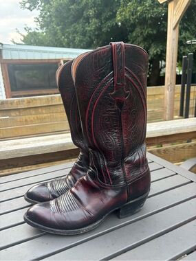 VTG Lucchese black cherry Gavin leather cowboy boots western men's size 9.5